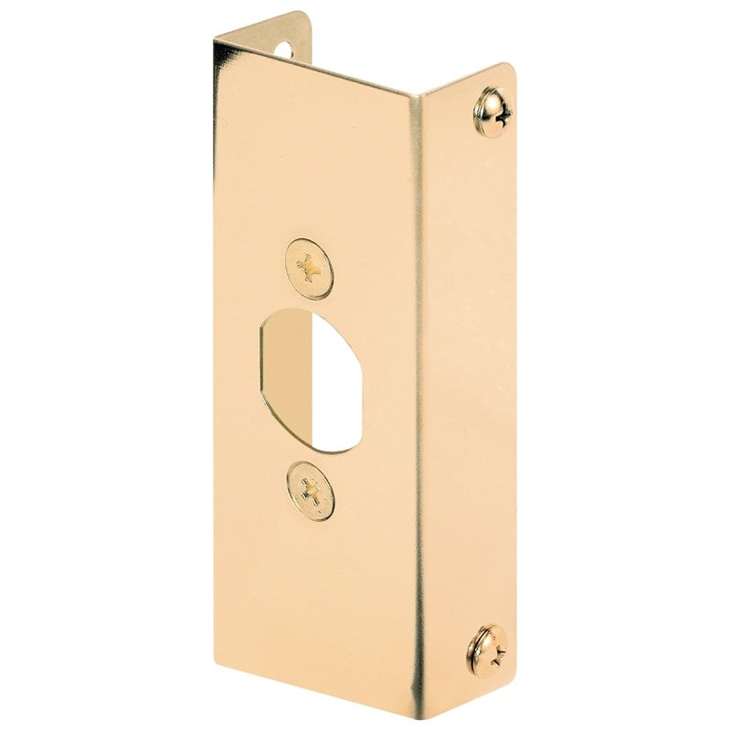 Defender Security U 9567 Door Edge Reinforcer, 1-3/4 in Thick Door, Solid Brass, Brass, 4-1/2 in H, 1 in W