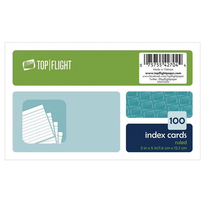 Top Flight 4630712 Index Card, 3 in L, 5 in W, White (Pack of 12)