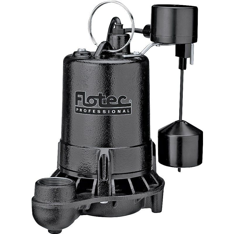 Flotec Professional Series E75VLT Sump Pump, 1-Phase, 7 A, 115 V, 0.75 hp, 1-1/2 in Outlet, 25 ft Max Head, 1800 gph