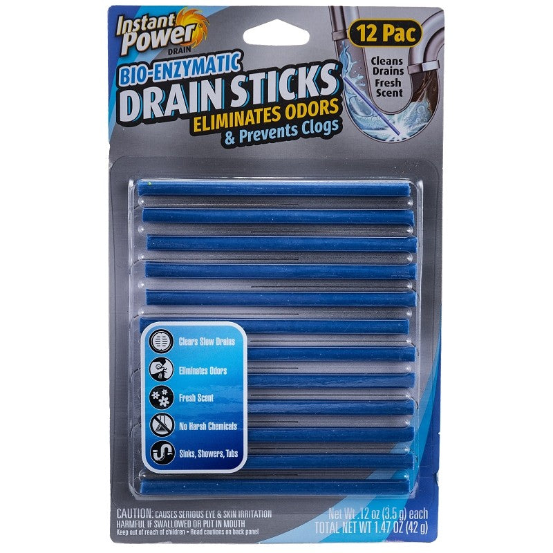 Instant Power 1507 Bio-Enzymatic Drain Stick, Solid (Pack of 12)