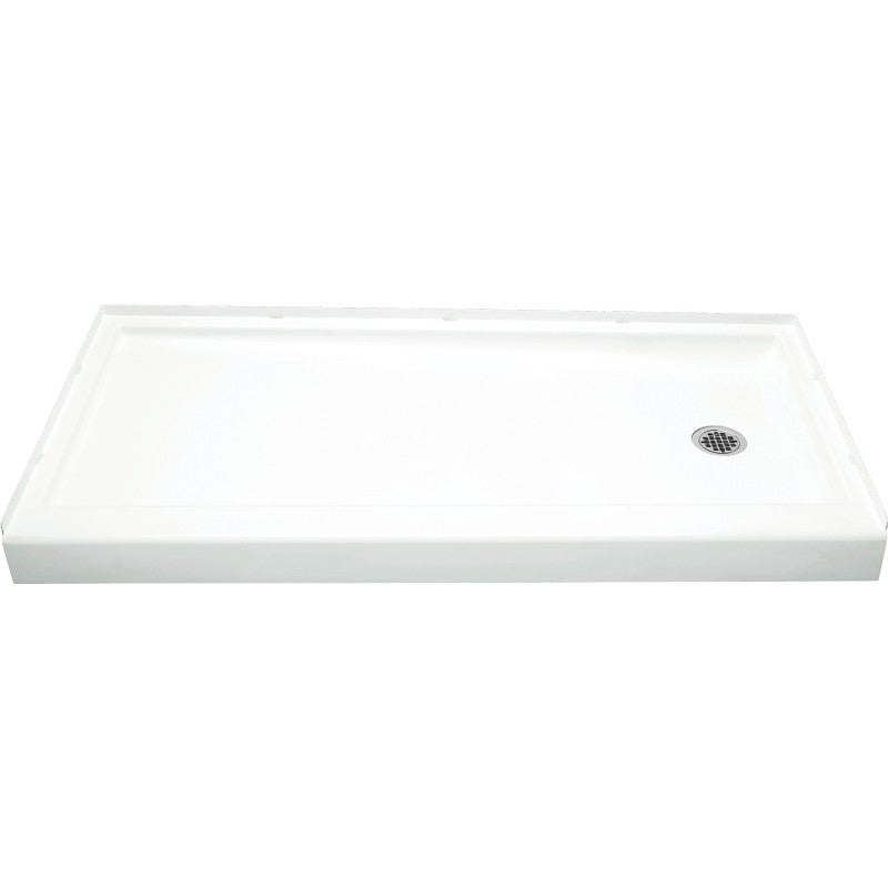 Sterling Ensemble 72171120-0 Shower Base, 60 in L, 30 in W, 5 in H, Vikrell, White, Alcove Installation, 3-5/16 in Drain