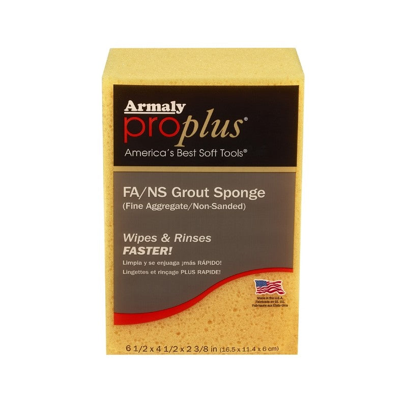 Armaly ProPlus 00608 FA/NS Grout Sponge, 6-1/2 in L, 4-1/2 in W, 2-3/8 in Thick, Polyester, Yellow