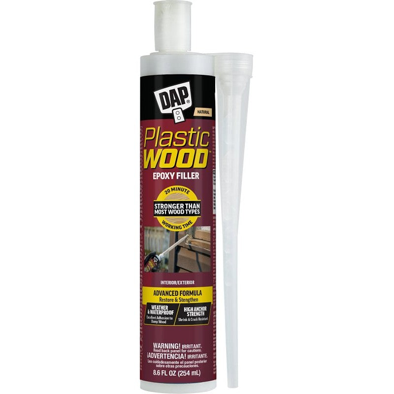 Plastic Wood 7079828050 Epoxy Filler, Liquid, Tan, 8.6 oz Cartridge