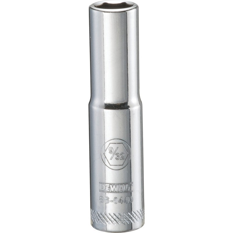 DEWALT DWMT86044OSP Drive Socket, 9/32 in Socket, 1/4 in Drive, 6-Point, Vanadium Steel, Polished Chrome