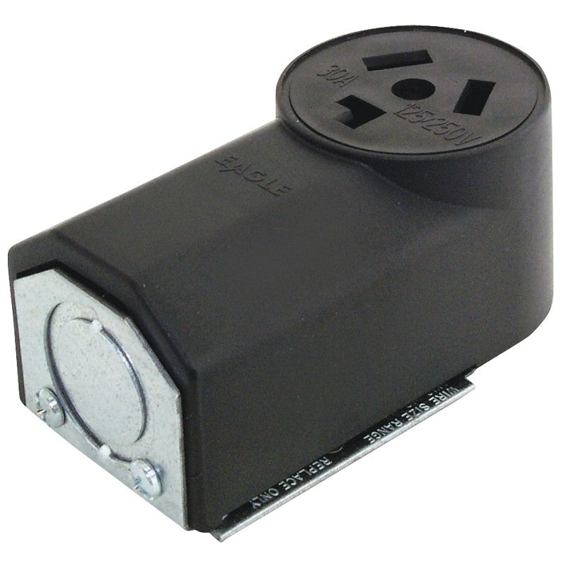 Eaton Cooper Wiring 125 Power Receptacle, 3 -Pole, 125/250 V, 30 A, NEMA: NEMA 10-30R, Black