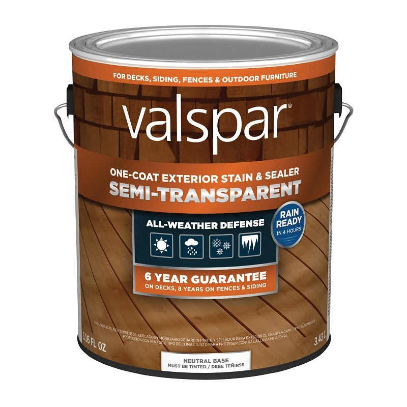 Valspar VL1028086-16 Stain and Sealer, Semi-Transparent, Liquid, 1 gal (Pack of 4)