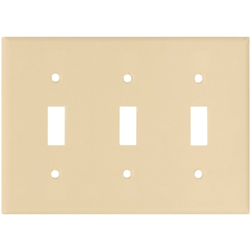Eaton Wiring Devices 2141V-BOX Wallplate, 4-1/2 in L, 6.37 in W, 3 -Gang, Thermoset, Ivory, High-Gloss