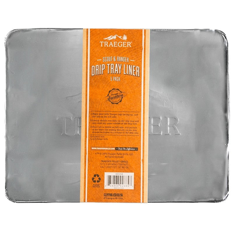 Traeger BAC458 Drip Tray Liner, Aluminum, For: Ranger and Scout Model Grills