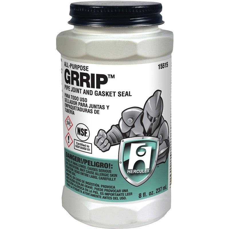 Hercules GRRIP 15515 Pipe Joint and Gasket Seal, 8 oz Can, Liquid, Paste, Black