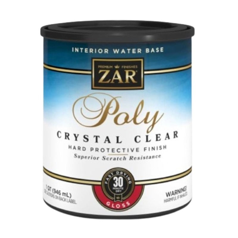 Aqua ZAR 32412 Polyurethane, Gloss, Liquid, Crystal Clear, 1 qt, Can