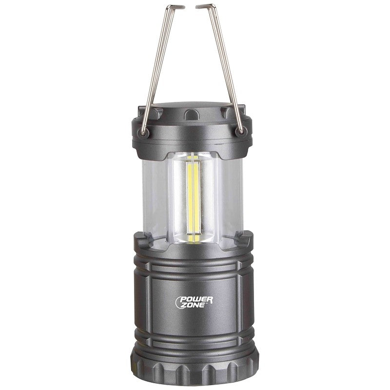 PowerZone LP-6378-COB Collapsible Camping Lantern, LED Lamp, White, ABS, Silvery Black Gun-Metal Finish (Pack of 6)