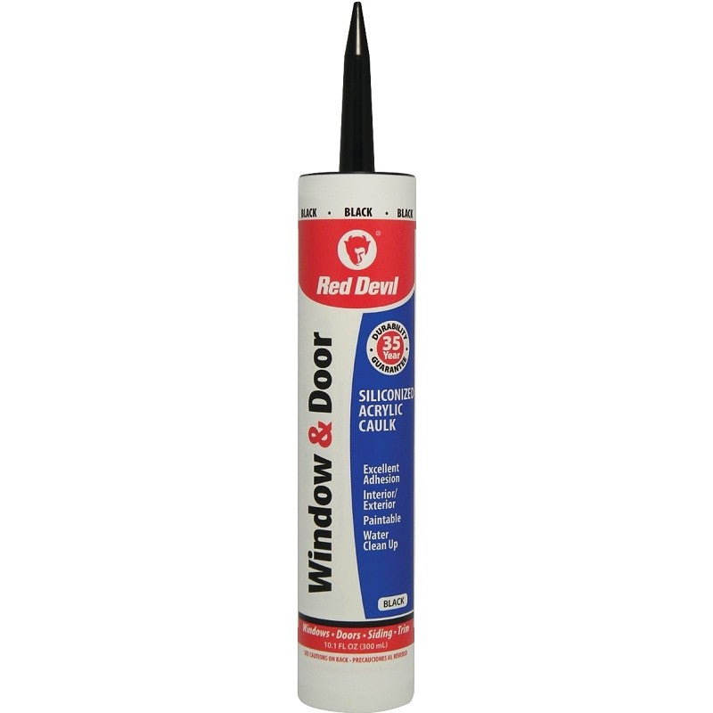 Red Devil 084660 Siliconized Acrylic Caulk, Black, -20 to 180 deg F, 10.1 fl-oz Cartridge (Pack of 12)