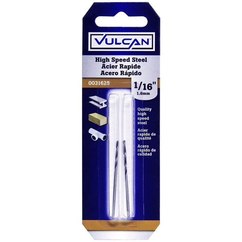 Vulcan 230191OR Jobber Drill Bit, 1/16 in Dia, 1-7/8 in OAL, Straight Shank
