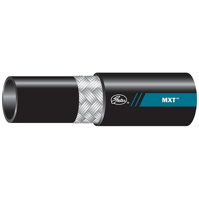 Gates MXT 70289 Wire Braid Hose, 0.945 in OD, 5/8 in ID, 220 ft L, 3625 psi Pressure, Synthetic Rubber, Black