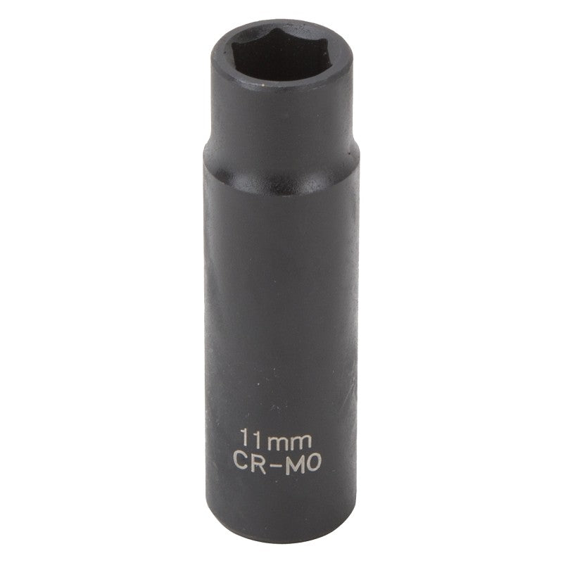 Vulcan MT6580141 Deep Impact Socket, 11 mm Socket, 3/8 in Drive, Deep Drive, 6-Point, Chrome Molybdenum Steel