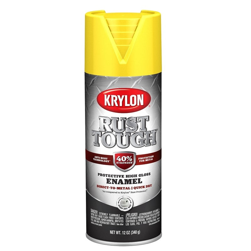 Krylon Rust Tough K09211008 Enamel Spray Paint, Gloss, Safety Yellow/Sun, 12 oz, Can (Pack of 6)