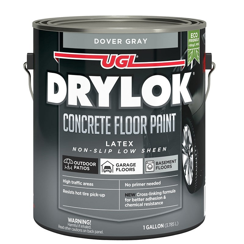 Drylok 43313 Floor Paint, Latex, Flat, Dover Gray, 1 gal, 300 to 400 sq-ft Coverage Area (Pack of 2)