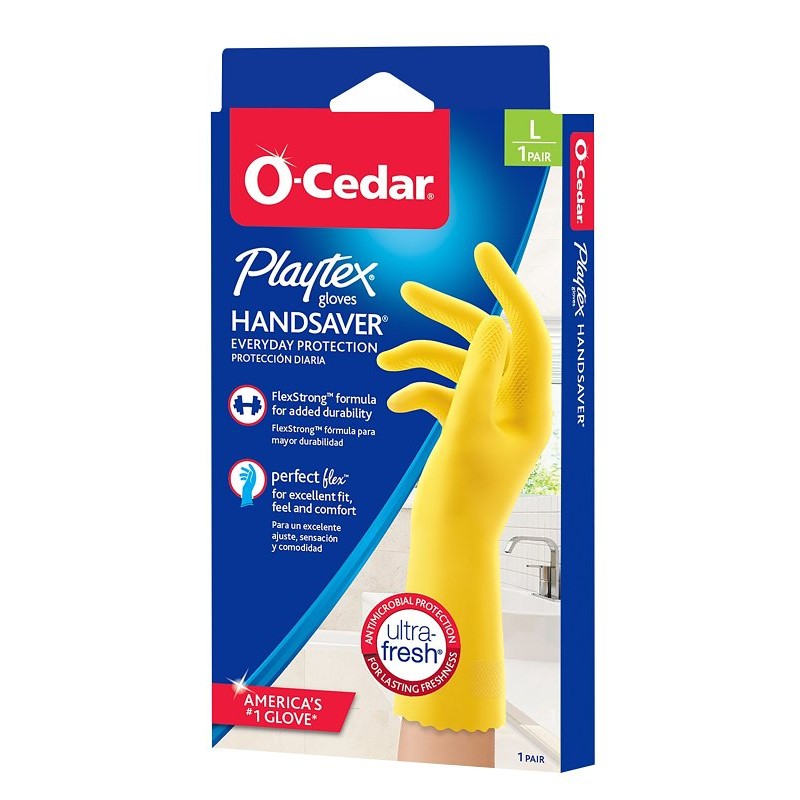 Playtex HandSaver 163673 Reusable Gloves, L, Latex/Neoprene/Nitrile, Yellow (Pack of 6)