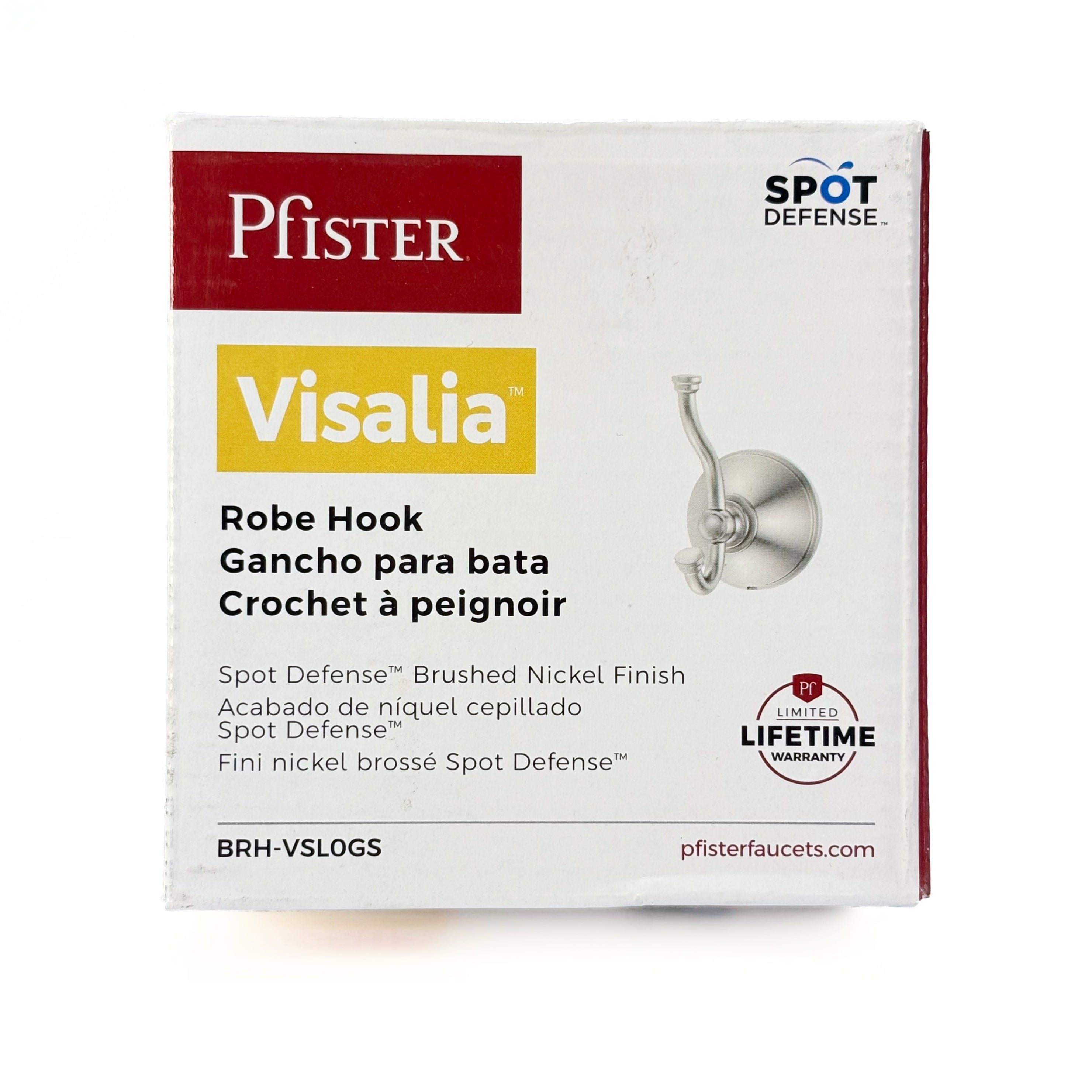 Visalia Robe Hook Spot Defense Brushed Nickel (POS)