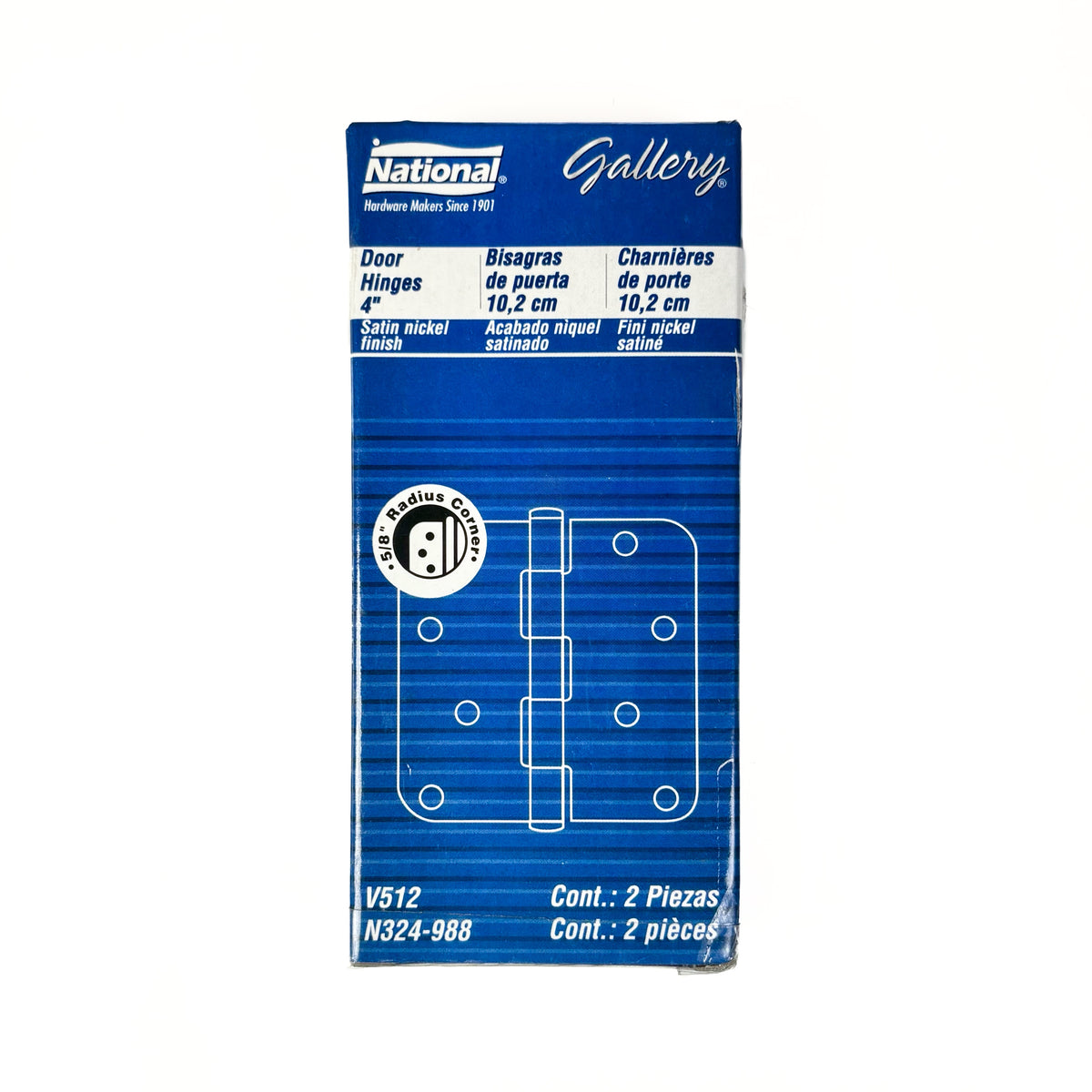 Door Hinges 4 Inch 5/8 Radius Satin Nickel 2 Pack