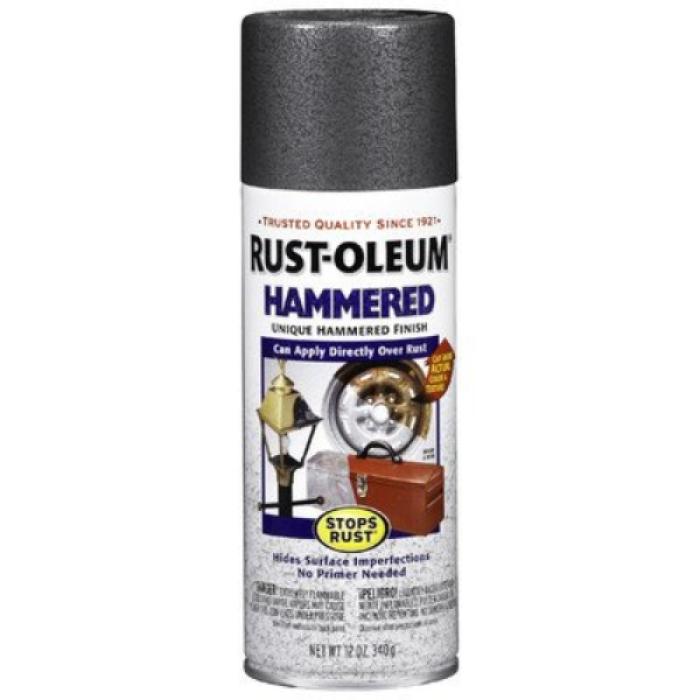 Rust-Oleum 7214830 Rust Preventative Spray Paint, Hammered, Gray, 12 oz, Can