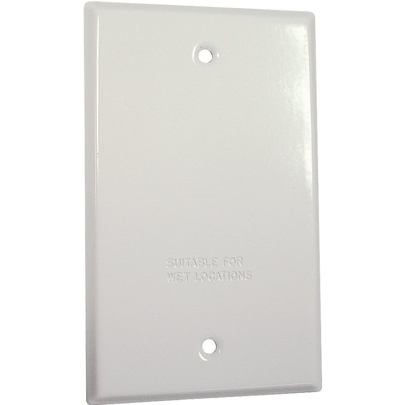 Hubbell 5173-6 Cover, Blank, Flat, 4-17/32 in L, 2-25/32 in W, 1-Gang, Metal, White, Powder-Coated, 12/CD