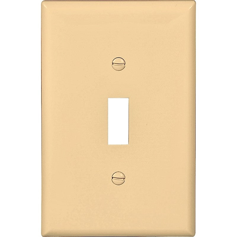 Eaton Wiring Devices PJ1V Wallplate, Mid-Size, 4-7/8 in L, 3-1/8 in W, 1-Gang, Polycarbonate, Ivory (Pack of 25)