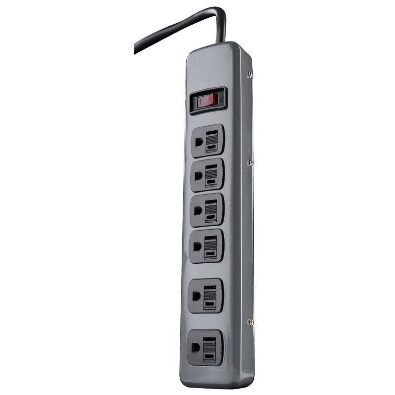 Woods 41386 Power Strip, 6 -Socket, 15 A, 120 VAC, Gray