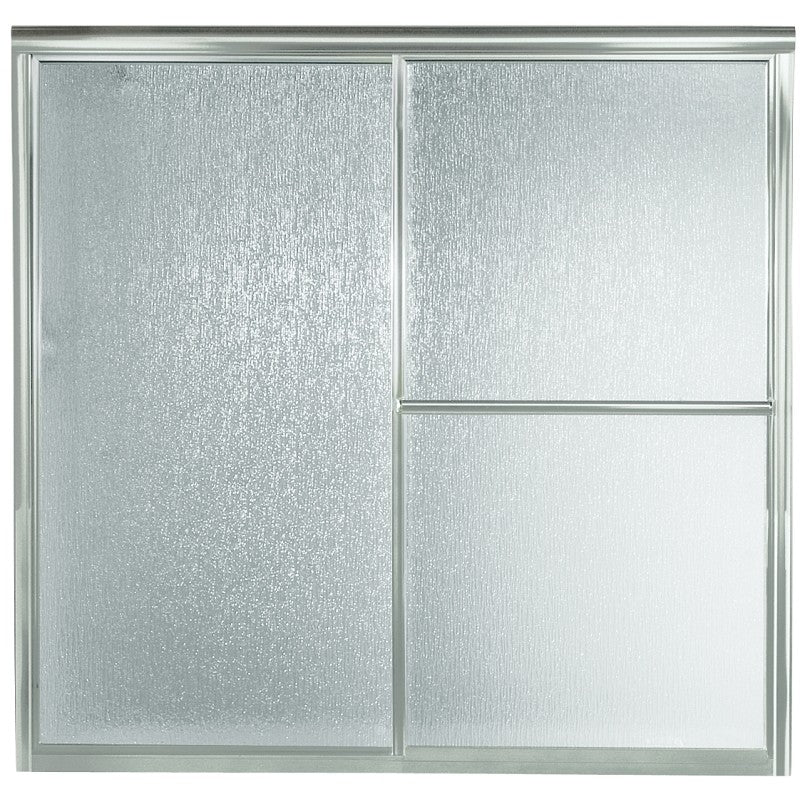 Sterling 5900 Series 5906-59S Bath Door, Deluxe Frame, Aluminum Frame, Rain Glass, Tempered Glass, Sliding Door