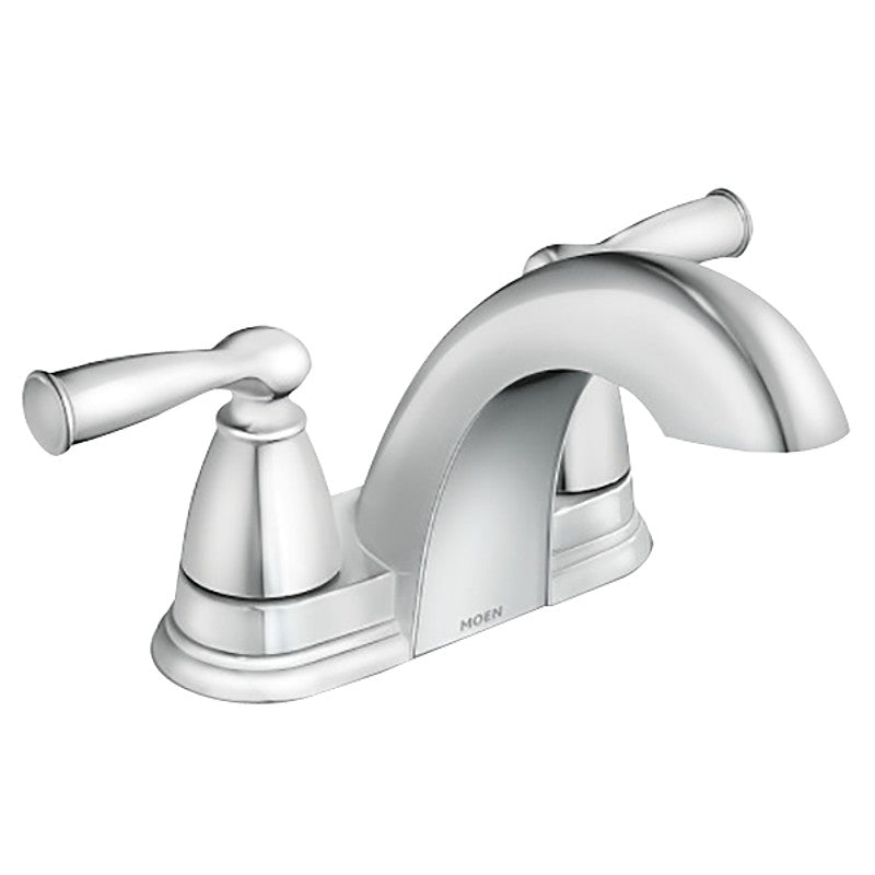 Moen Banbury 84942 Series Centerset Bathroom Faucet, Low Arc Spout, Chrome, 6-1/2 in Plate Size, 4-11/16 in, 1.2 gpm