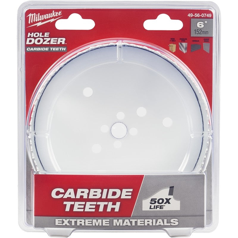 Milwaukee 49-56-0749 Hole Dozer, 6 in Dia, 1.62 in D Cutting, 4 TPI, Carbide Cutting Edge