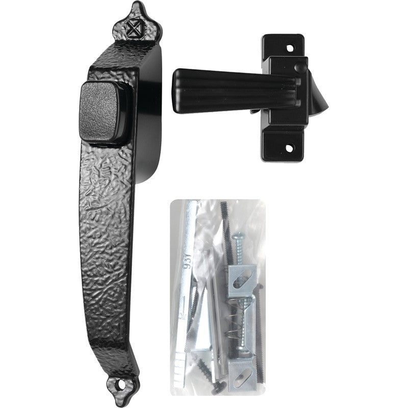 Wright Products VC333BL Pushbutton Latch, Black, 1-3/4 in Hole Spacing, 3/4 to 1-1/4 in Thick Door