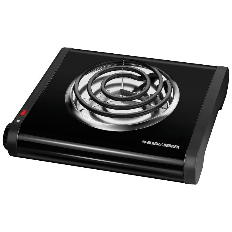 Black+Decker SB1001B Buffet Range, 5-1/2 in Dia Burner, 100 W, 1-Burner, Knob Control, 2-Control, Metal, Black