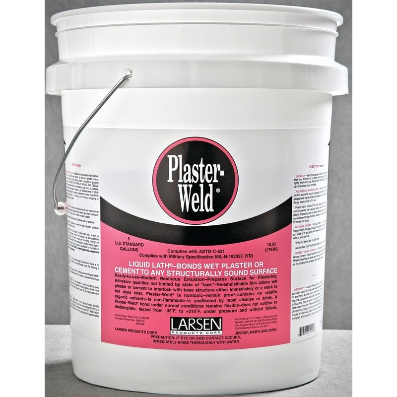 Larsen Plaster-Weld PWP05 Bonding Agent, Liquid, Low to Slight Acetic, Pink, 5 gal Pail