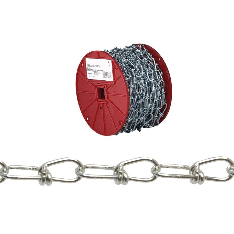 Campbell 0724627N Double Loop Chain, 4/0, 100 ft L, 365 lb Working Load, Low Carbon Steel, Zinc