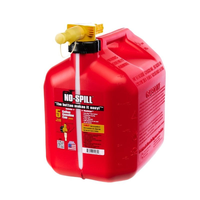 No-Spill 1460 Gas Can, 5 gal Capacity, Plastic, Red