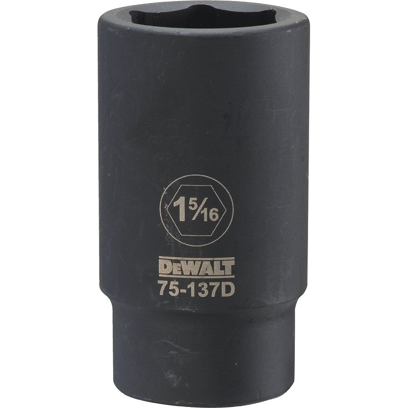 DEWALT DWMT75137OSP Impact Socket, 1-5/16 in Socket, 1-13/32 in D Socket, 3/4 in Drive, 6-Point, CR-440 Steel