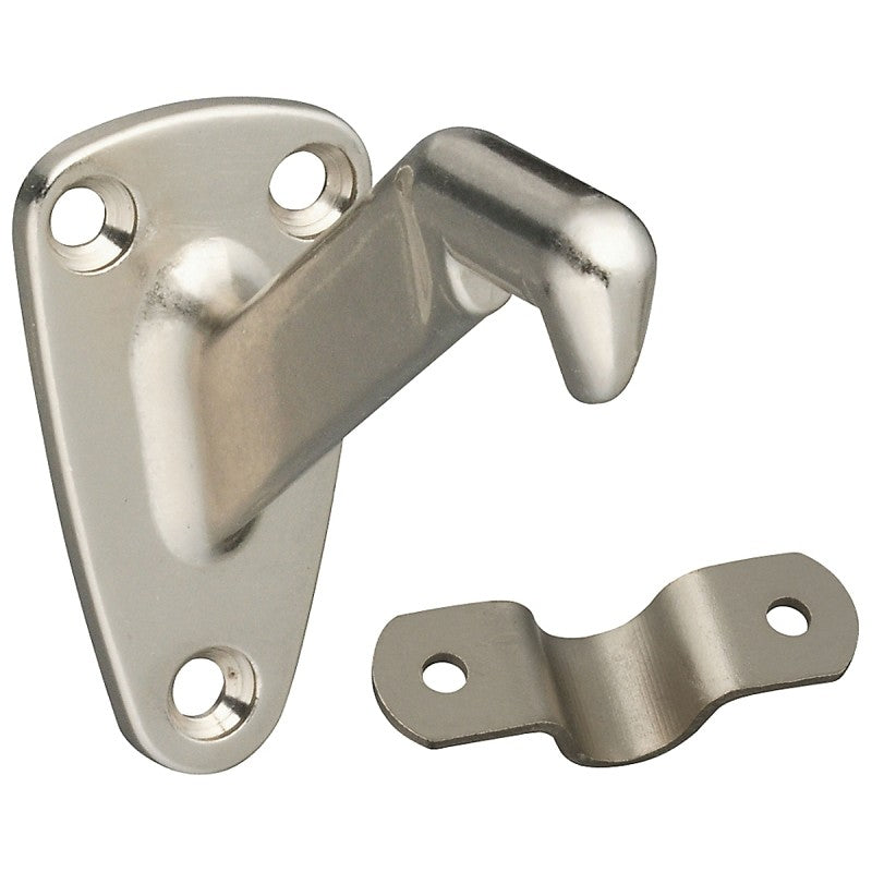 National Hardware N325-548 Handrail Bracket with Strap, 250 lb, Zinc, Satin Nickel, 1/PK