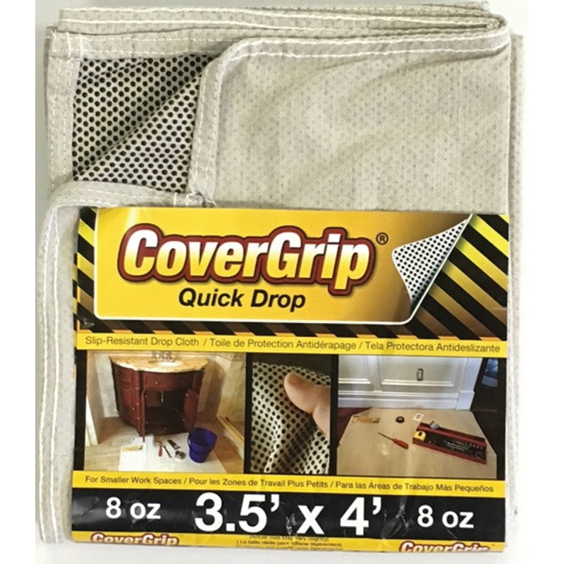 CoverGrip 35408 Drop Cloth, 4 ft L, 3-1/2 ft W, Rubber