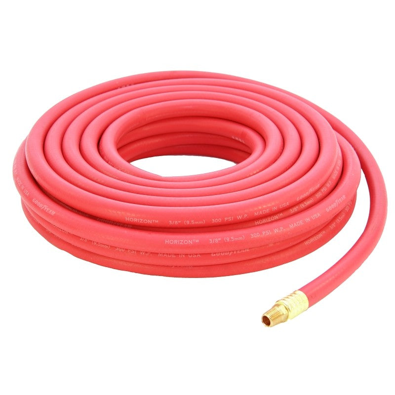 Abbott Rubber 1010-03825-50-4MM Air Hose, 3/8 in ID, 50 ft L, MNPT, 250 psi Pressure, EPDM Rubber, Red