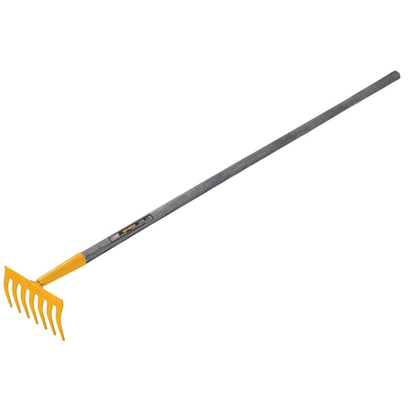 True Temper KGRM Kid's Garden Rake, 3-1/4 in L Head, 7-1/2 in W Head, 7-Tine, Steel Head, 42 in L Handle