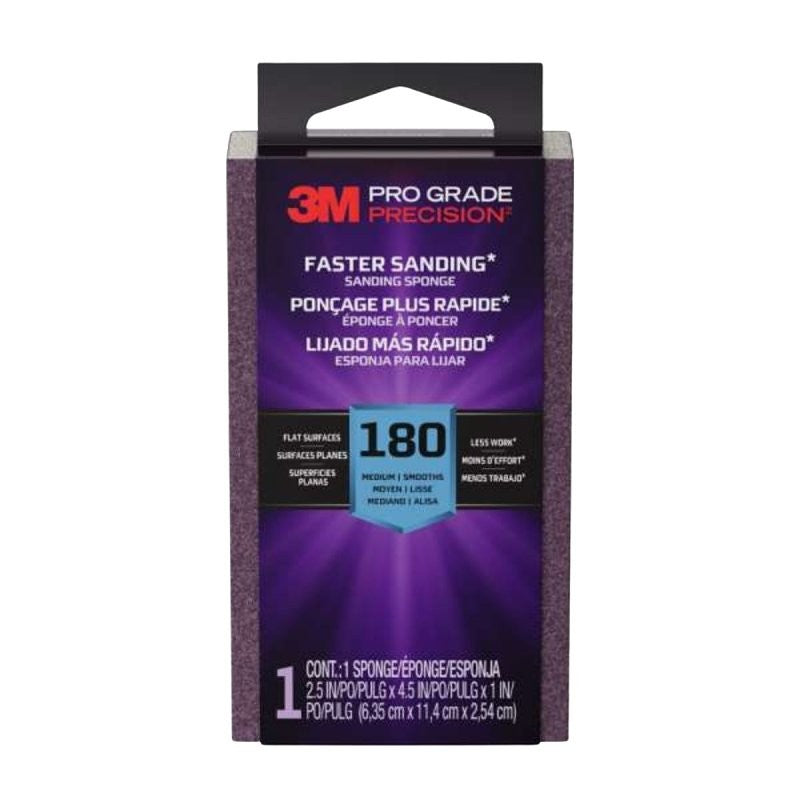 Pro Grade Precision FSB180-PGP-1T Faster Sanding Block Sponge, 2-1/2 in L, 4-1/2 in W, 180 Grit, Fine