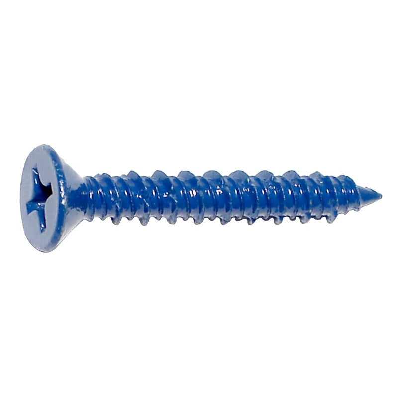 Midwest Fastener 09280 Screw, 1/4 in Thread, 1-3/4 in L, Flat Head, Phillips Drive, Blue Ruspert, 100 PK