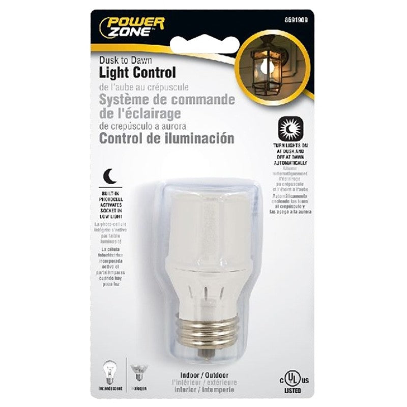 PowerZone ORPCAE301 Photocell Adapter with Electric Switch, 120 V, White