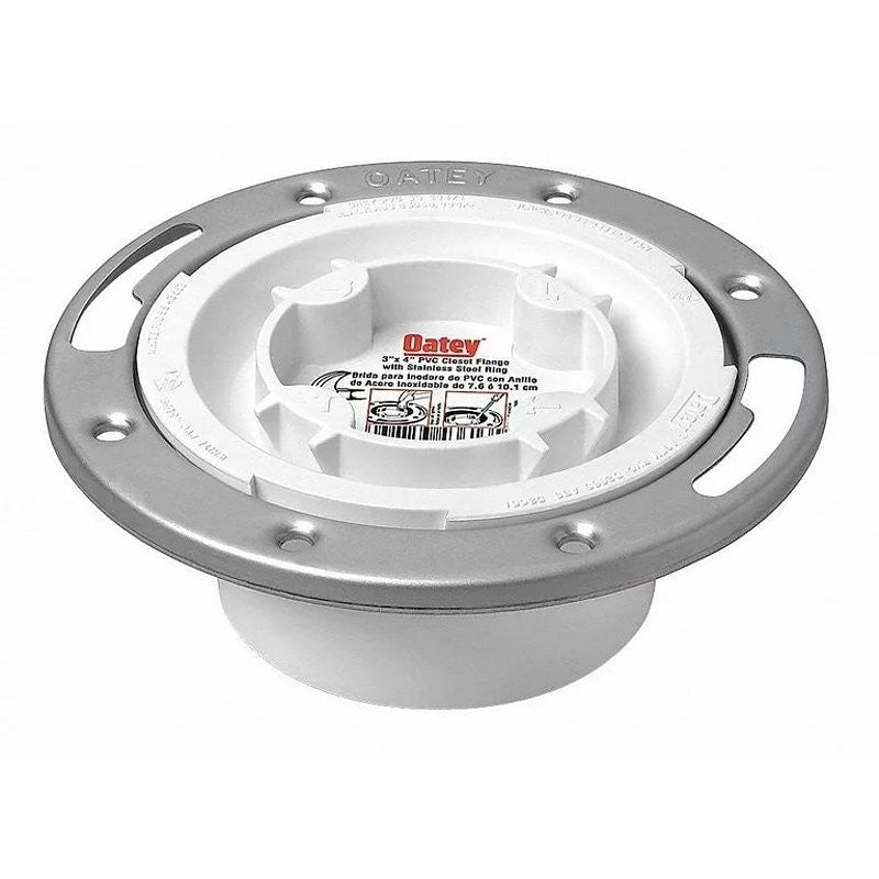 Oatey 43553 Closet Flange, 2.53 in H Dimensions, 3, 4 in Connection, PVC, White, For: Most Toilets