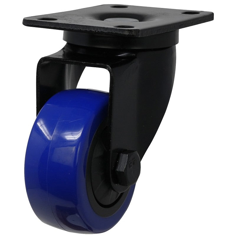 Shepherd Hardware 3660 Swivel Caster, 3 in Dia Wheel, TPU Wheel, Black/Blue, 225 lb, Polypropylene Housing Material