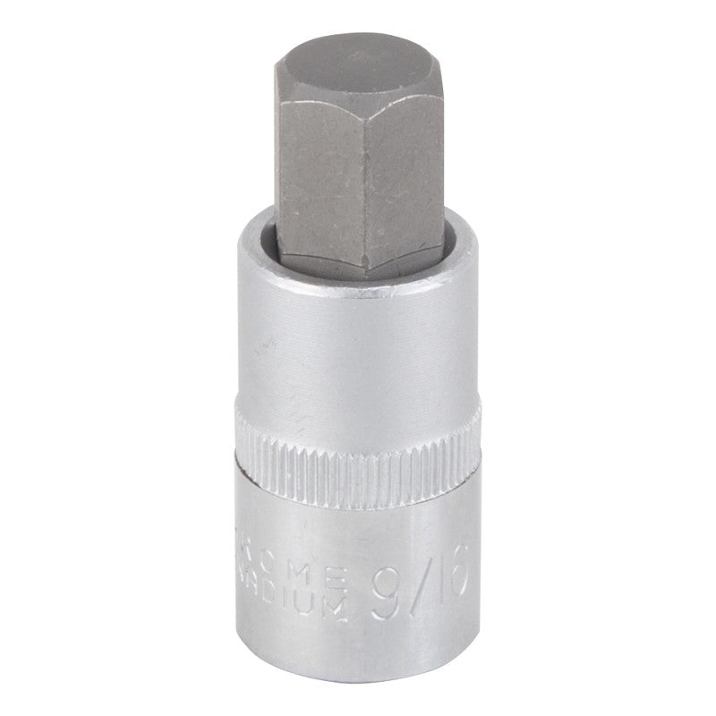 Vulcan 3506012213 Fractional Hex Bit Socket, 9/16 in Tip, 1/2 in Drive, Chrome, 2-1/2 in OAL