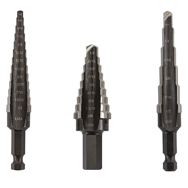 Irwin Unibit 10502ZR Step Drill Set, 3-Piece, HSS