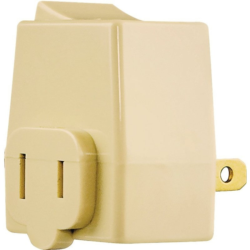 Eaton Cooper Wiring BP4404V Plug In Switch, 2 -Pole, 15 A, 120 V, 1 -Outlet, Ivory