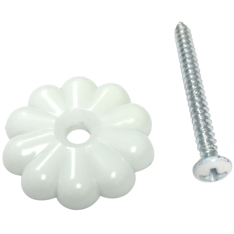US Hardware D-138B Rosette Button, 1-1/8 in, Plastic, 24 BAG, White